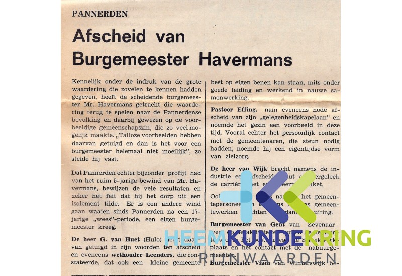 Pannerden Liemers Lantaren 10-01-1969 Afscheid A. Havermans